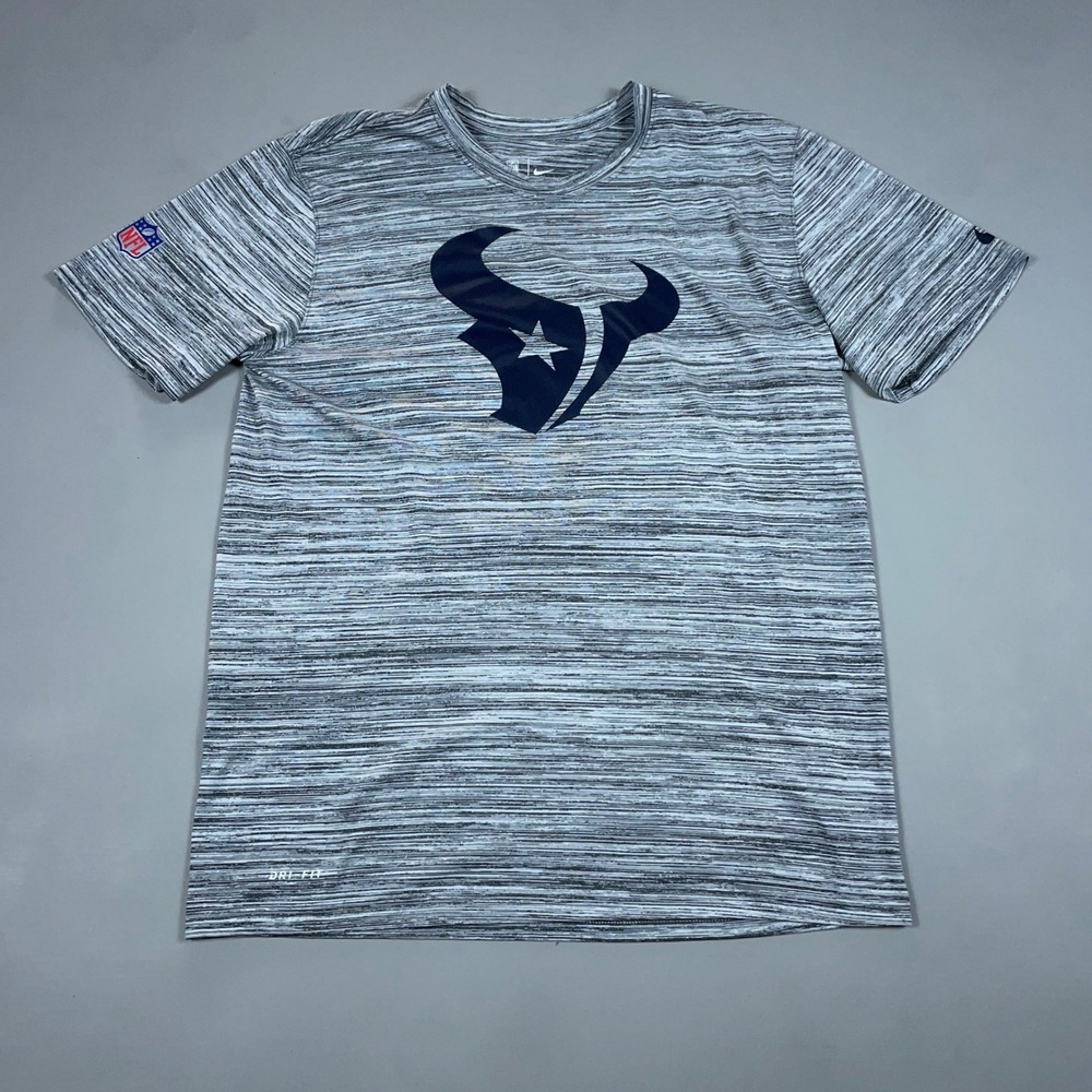 Nike Houston Texans NFL DriFit T-Shirt Mens Large Grey Space Dye Performance Top